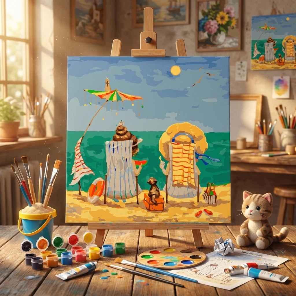 Картина за номерами 40*40 см "У шезлонгах" акрил