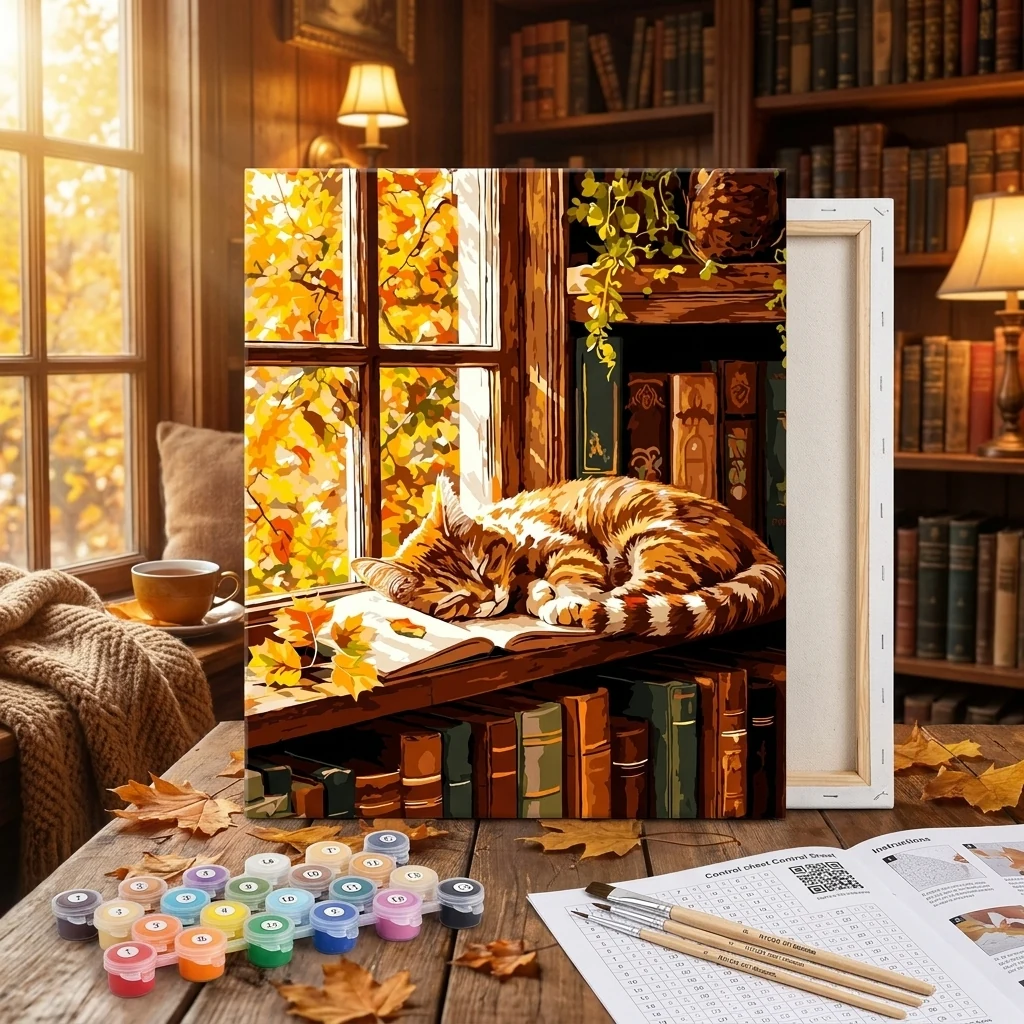 Картина за номерами 40*50 см "Кіт та книга" акрил