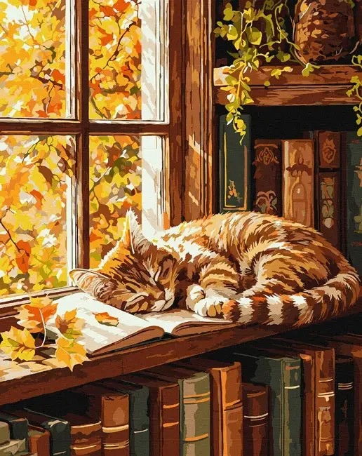 Картина за номерами 40*50 см "Кіт та книга" акрил