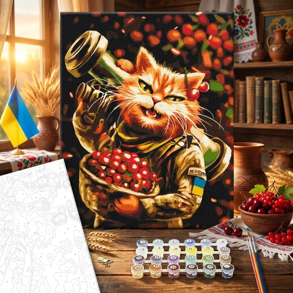 Картина за номерами 40*50 см "Котик Мелітополь"