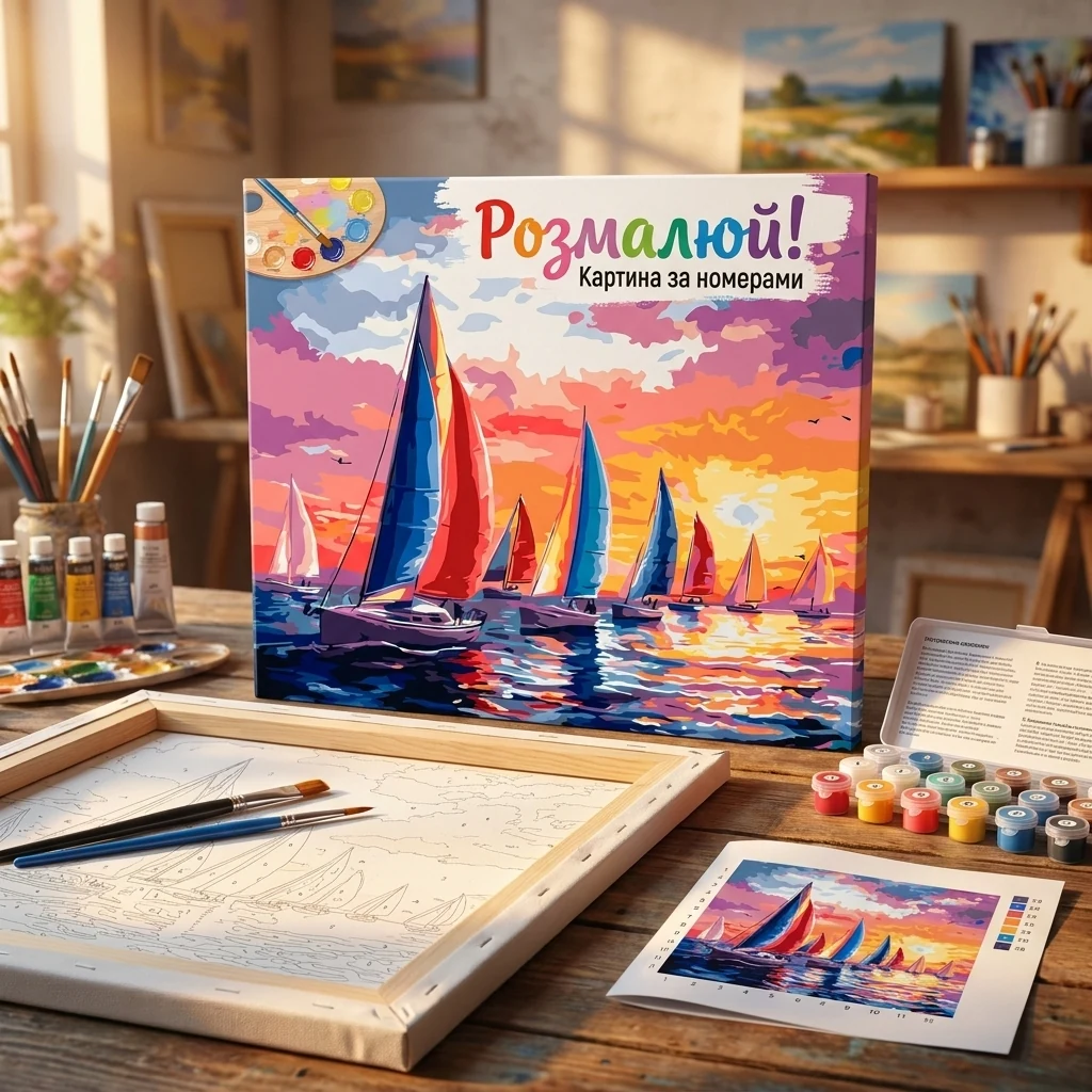 Картина за номерами 40*50 см "Регата на заході сонця" акрил