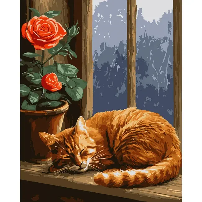 Картина за номерами 40*50 см "Солодкі сни котика"