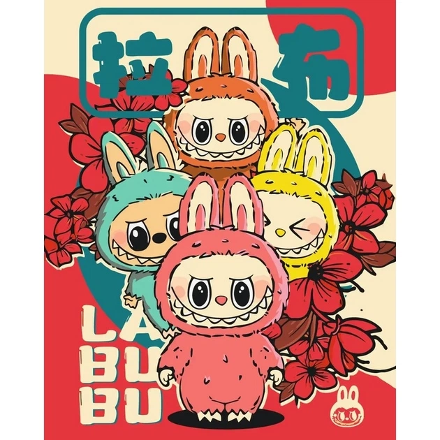 Картина за номерами Origami UA Аніме Пухнасті монстрики Лабубу 40х50 см — фото 2