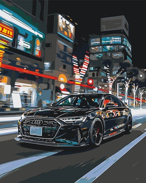 Картина за номерами Origami UA Авто Чорна ауді 40х50 см — фото 2