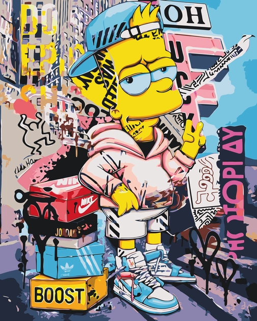 Картина за номерами Origami UA Герої кіно Ікона Стилю - Барт Сімпсон 40х50 см — фото 2