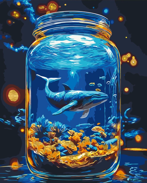 Картина за номерами Origami UA Пейзаж Підводний світ кит з фарбами металік 40х50 см — фото 2