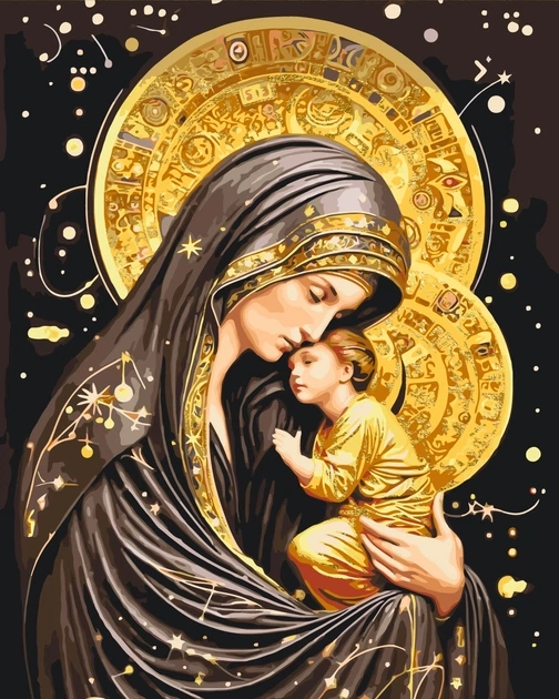 Картина за номерами Origami UA Релігія Пресвята Богородиця з фарбами металік 40х50 см — фото 2