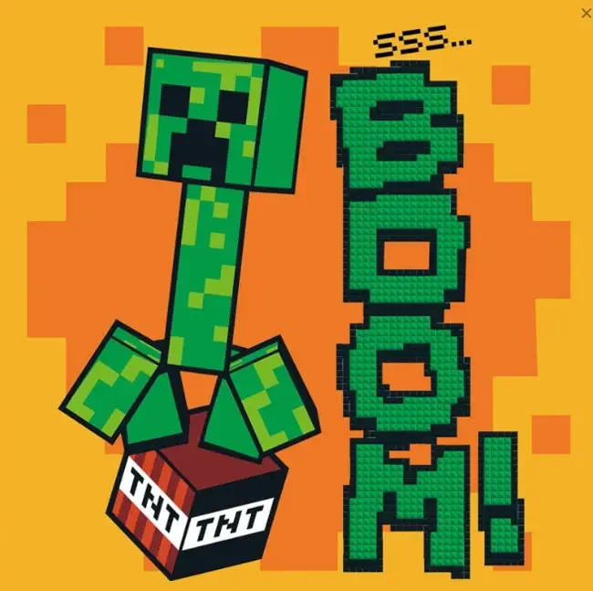Картина за номерами з алмазною мозаїкою 25*25 см "Minecraft. Крипер БУУМ!" акрил