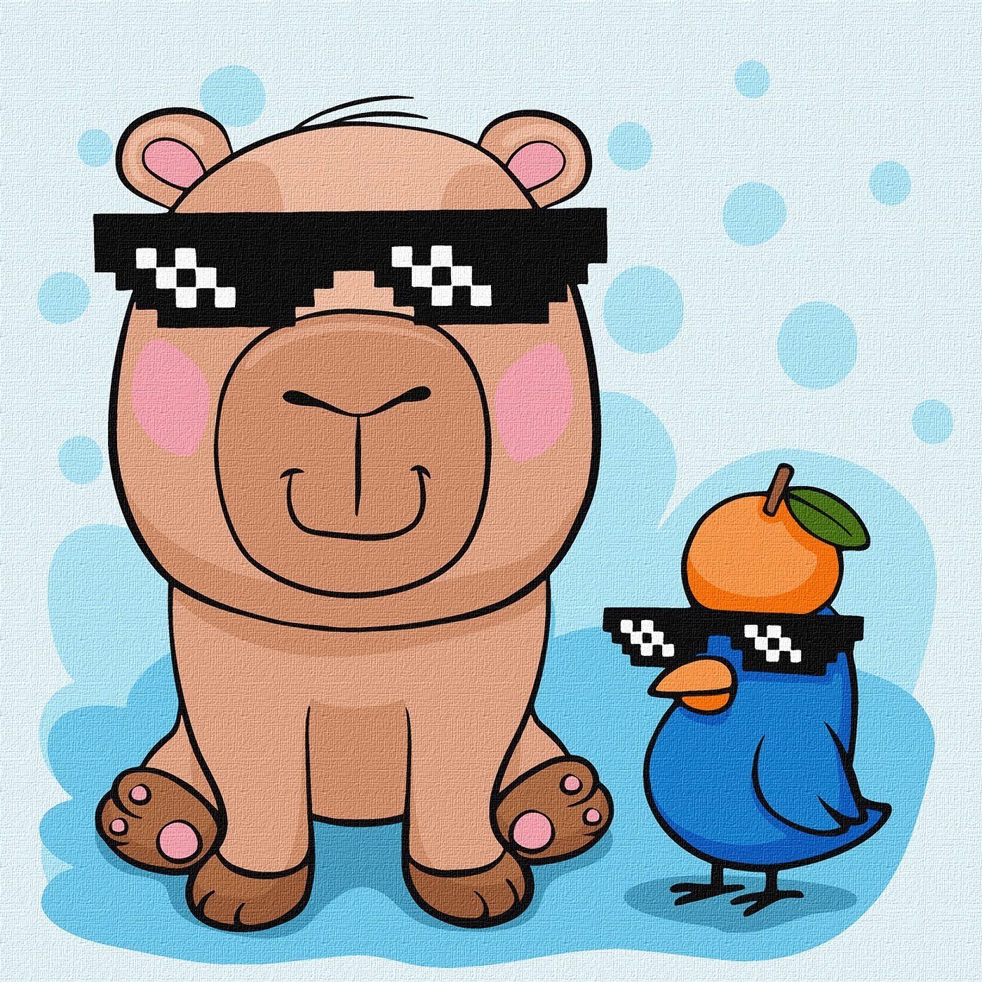 Картини за номерами Ідейка для дітей Капібара і пташка в окулярах 30х30см 1277 — фото 2