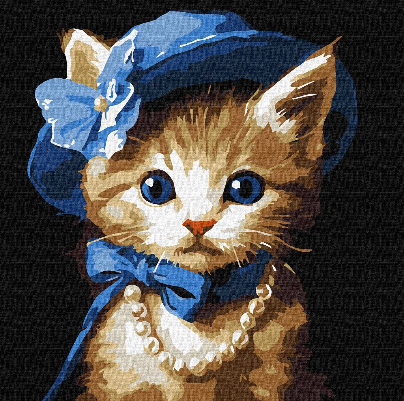 Картини за номерами Ідейка Котик в капелюсі 30х30см 6739 — фото 2