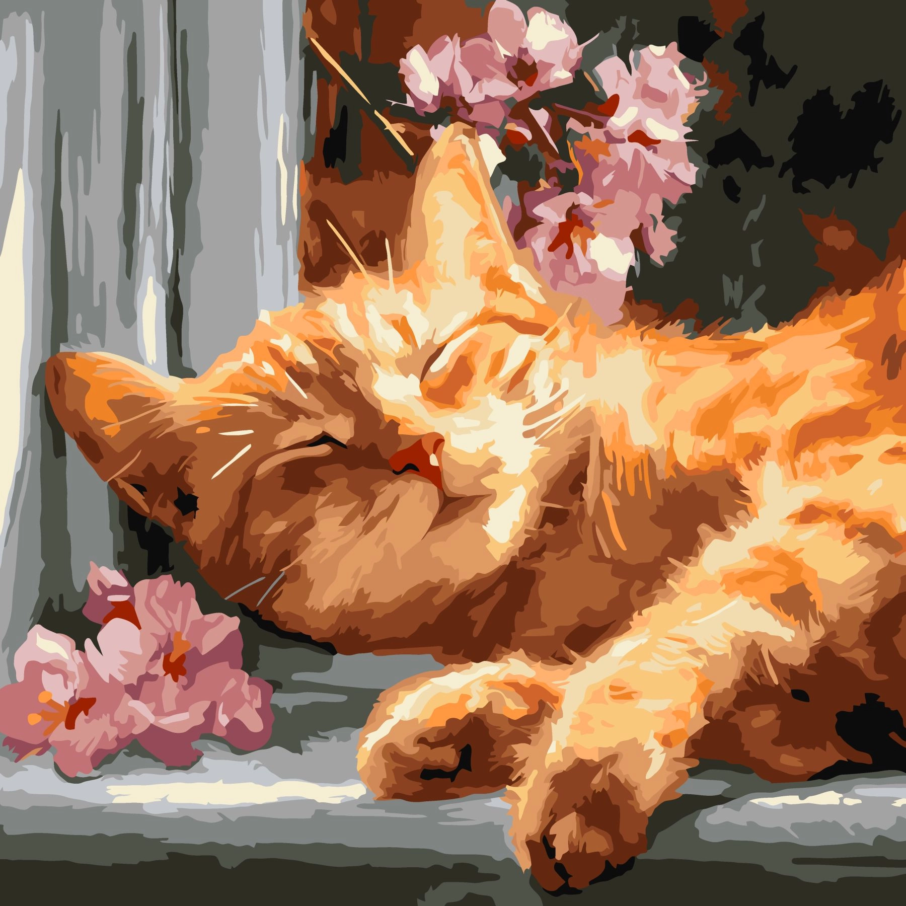 Картини за номерами Ідейка Рудий кіт на підвіконні 40х40см 6791 — фото 2