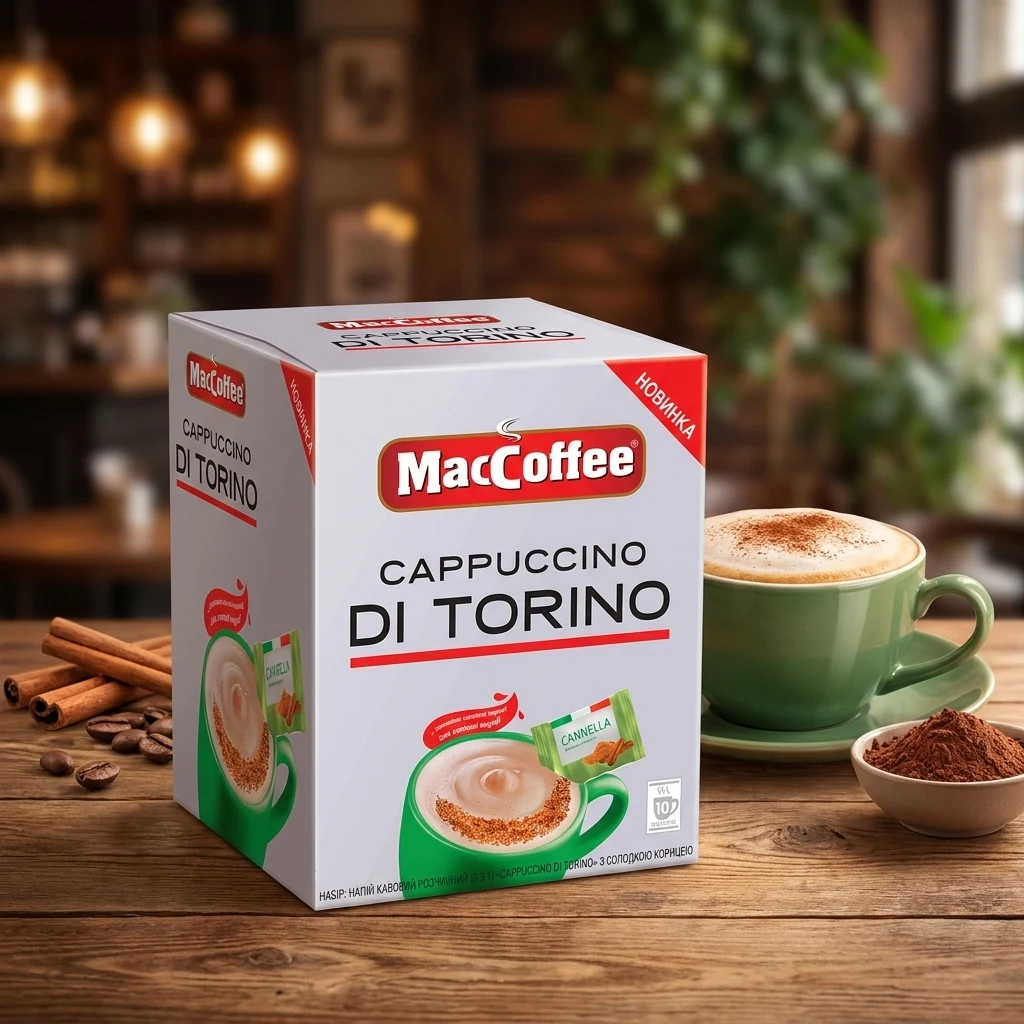 Кава 3в1 MacCoffee Cappuccino Di Torino з корицею 25г 2264 — Продукти та напої