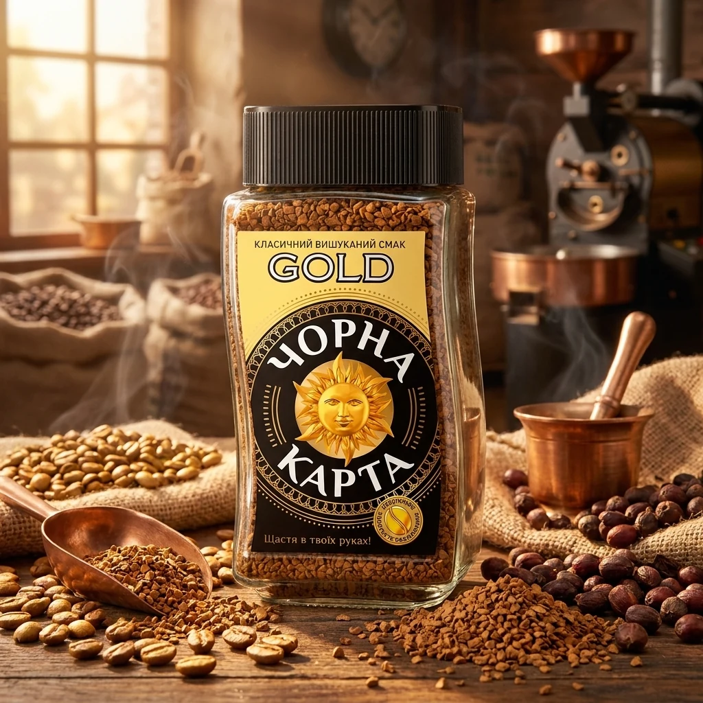 Кава розчинна 95 г скло Чорна Карта Gold