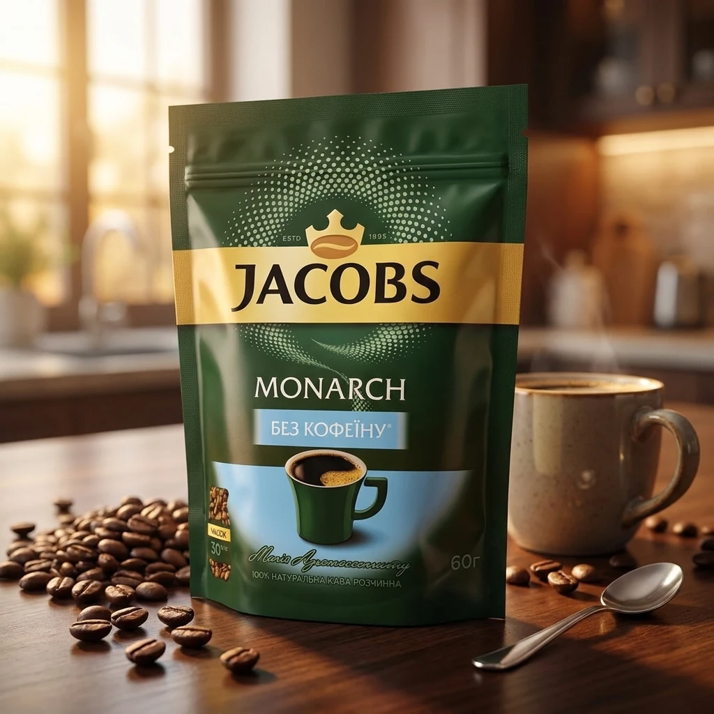 Кава розчинна без кофеїну Jacobs Monarch 60г — Продукти та напої
