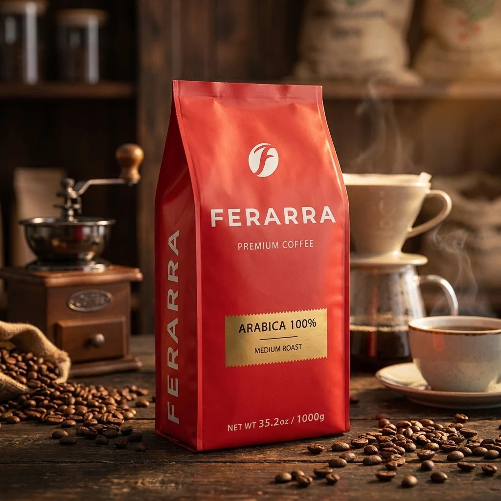 Кава в зернах Ferarra Caffe 100% Arabica з клапаном 1кг 7525 — Продукти та напої