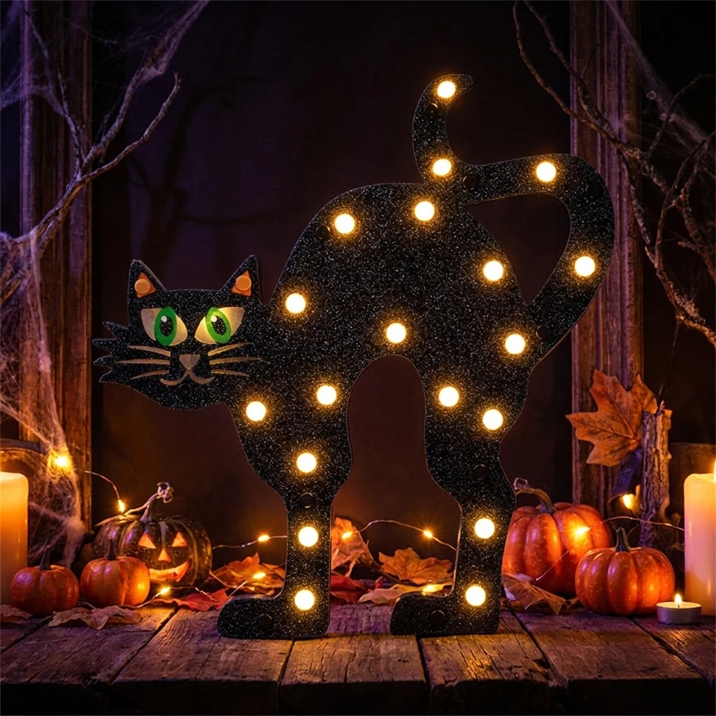 Хелловін - "Чорний кіт", LED, 30см