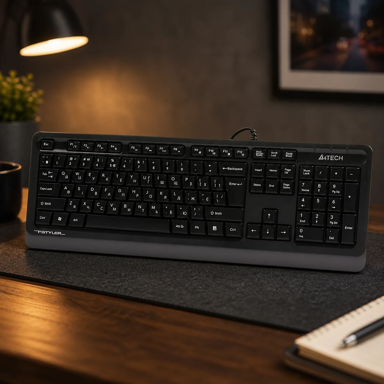 Клавіатура A4Tech Fstyler FKS10 (Grey), USB, колір чорний+ сірий — Миші, клавіатури, навушники