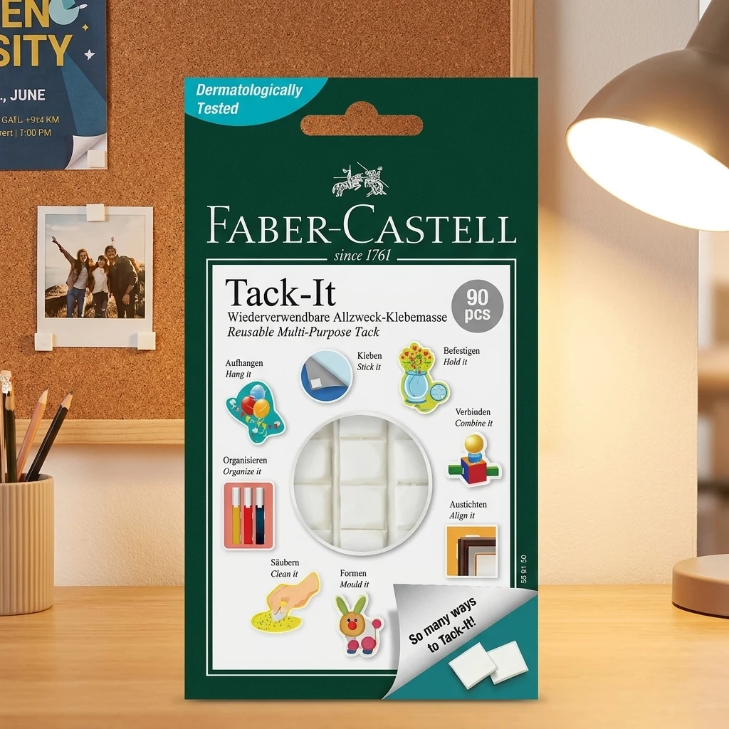 Клейка маса багаторазового використання FABER-CASTELL TACK-IT, пластина 90шт.