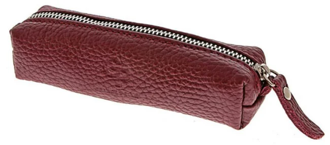 Ключниця шкіра 13*3 см на блискавці, бордового кольору, Grande Pelle
