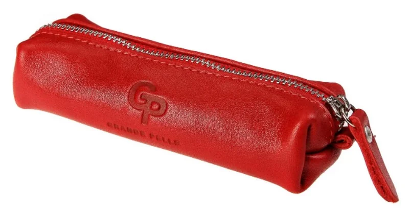 Ключниця шкіра 13*3 см на блискавці, червона, Grande Pelle