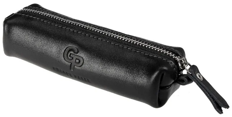 Ключниця шкіра 13*3 см на блискавці, чорного кольору, Grande Pelle