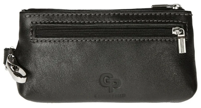 Ключниця шкіра 15*8,5 см на двох блискавках, чорного кольору, Grande Pelle