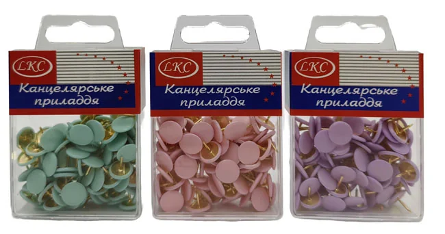 Кнопки канцелярські кольорові 100 штук "Макарун" — фото 2