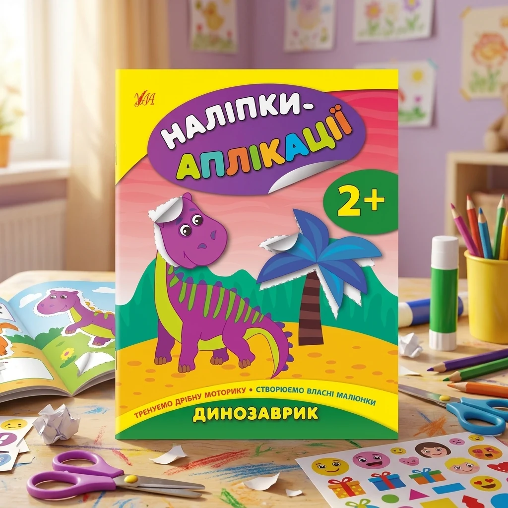 Книга Наліпки аплікації для малят Динозаврик УЛА 21272
