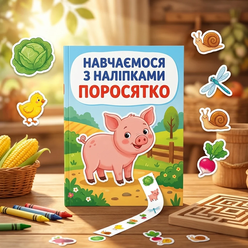 Книга Навчаємося з наліпками Поросятко 22516