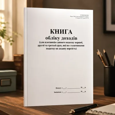 Книга обліку доходів (першої, другої та третьої груп, які не є плат. ПДВ) офс., А4, 50 арк.