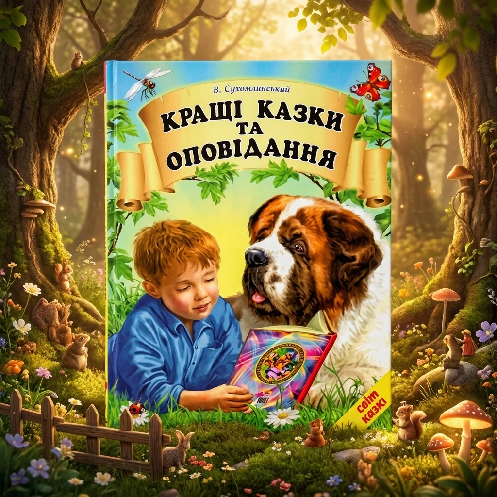 Книга дитяча 215х290мм. Світ казки. Кращі казки та оповідання — В. Сухомлинський