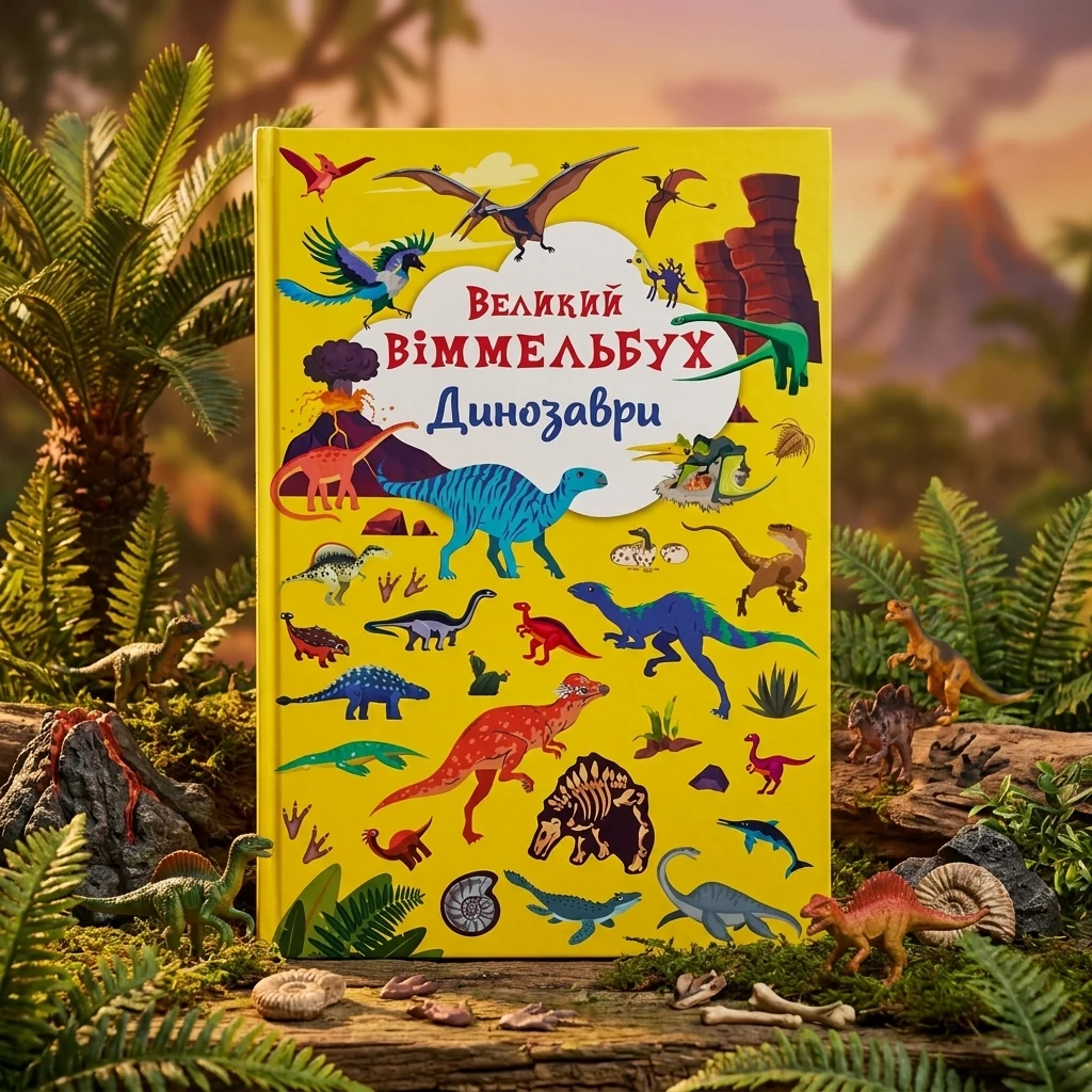 Книга-картонка Великий віммельбух Динозаври