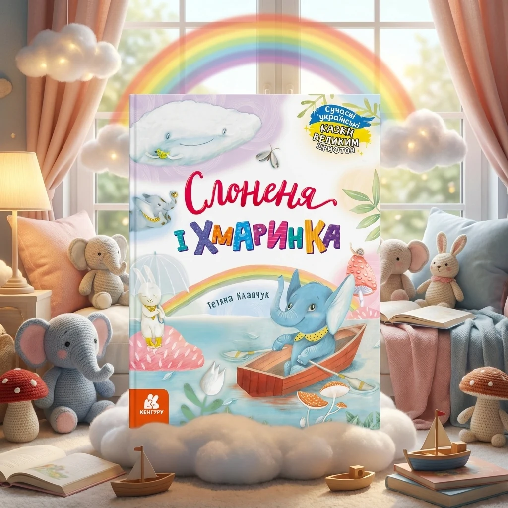 Книга Казки великим шрифтом Слоненя і Хмаринка КН1558004У