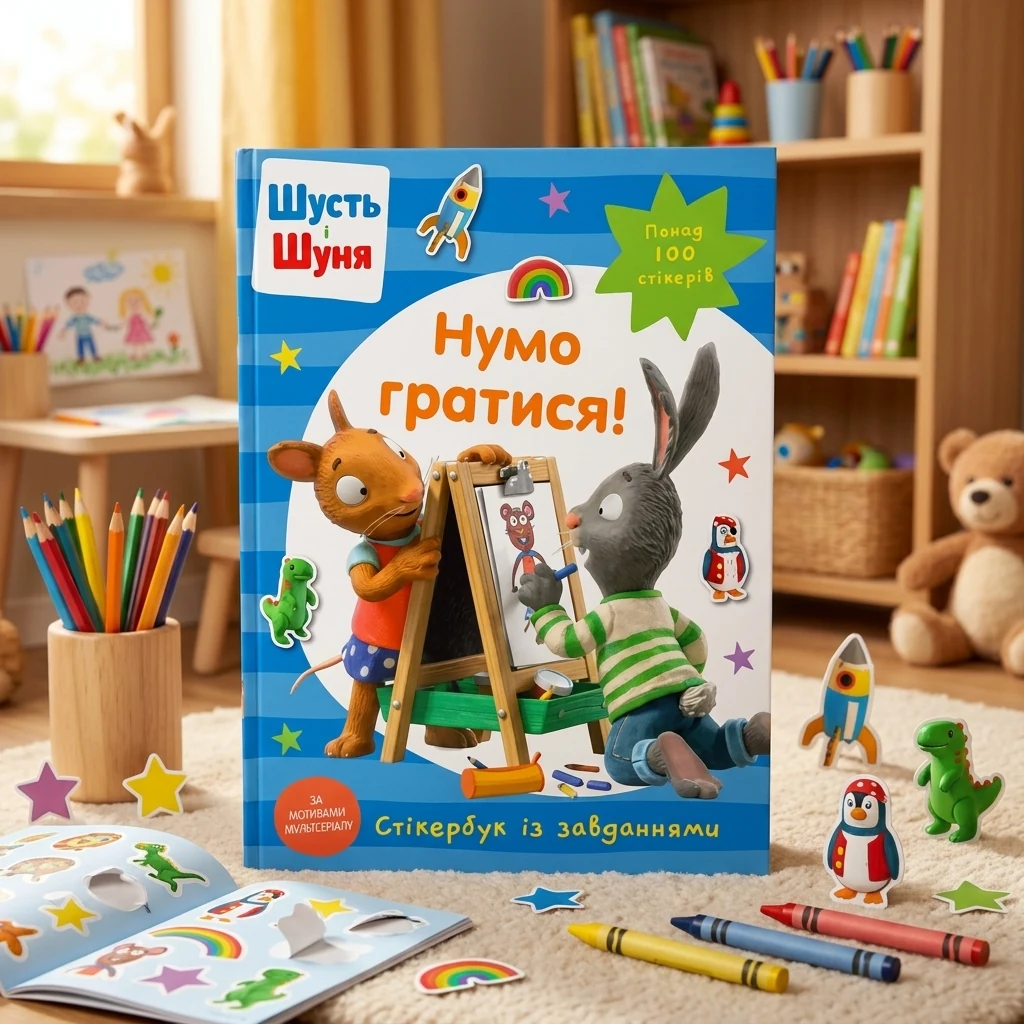 Книга Шусть і шуня нумо гратися! Стікербук із завданнями 100 стікерів 45529