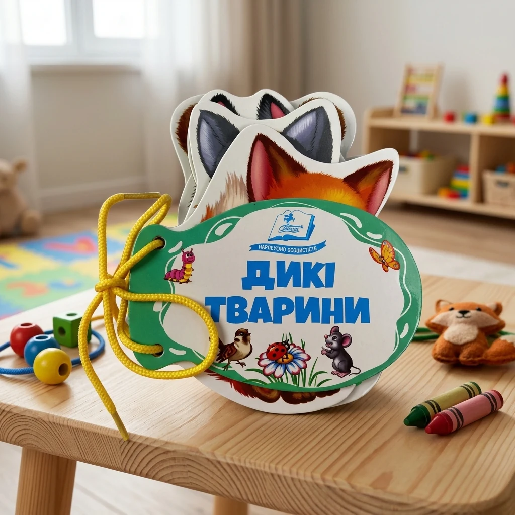 Книжка - картонка зі шнурком 120 х150мм. Видавництво Пегас. Дикі тварини