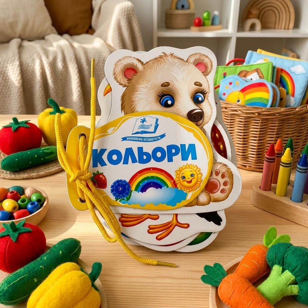 Книжка - картонка зі шнурком 120 х150мм.Видавництво Пегас.Кольори.