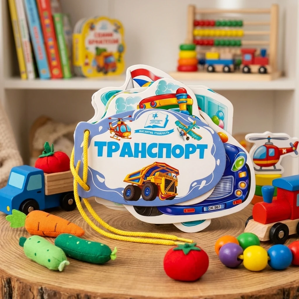 Книжка - картонка зі шнурком 120х150мм. Видавництво Пегас. Транспорт