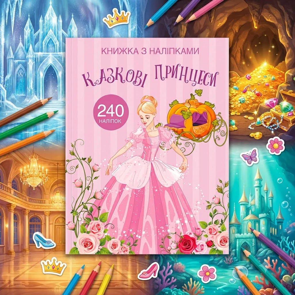 Книжка з наліпками. Казкові принцеси