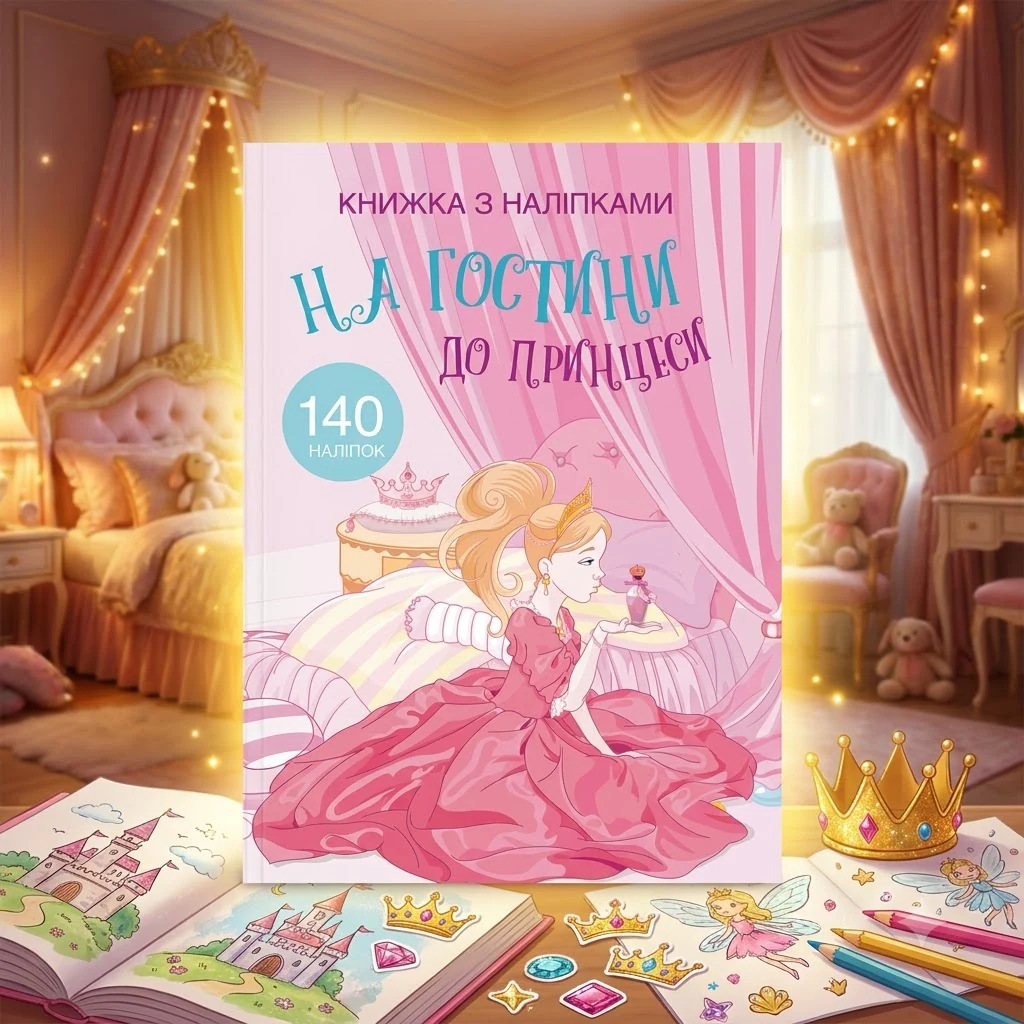 Книжка з наліпками. На гостини до принцеси