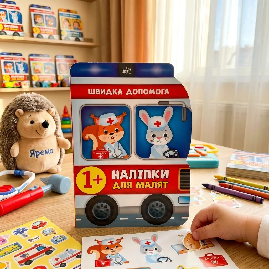 Книжка з наліпками Наліпки для малят. Швидка допомога. 1+