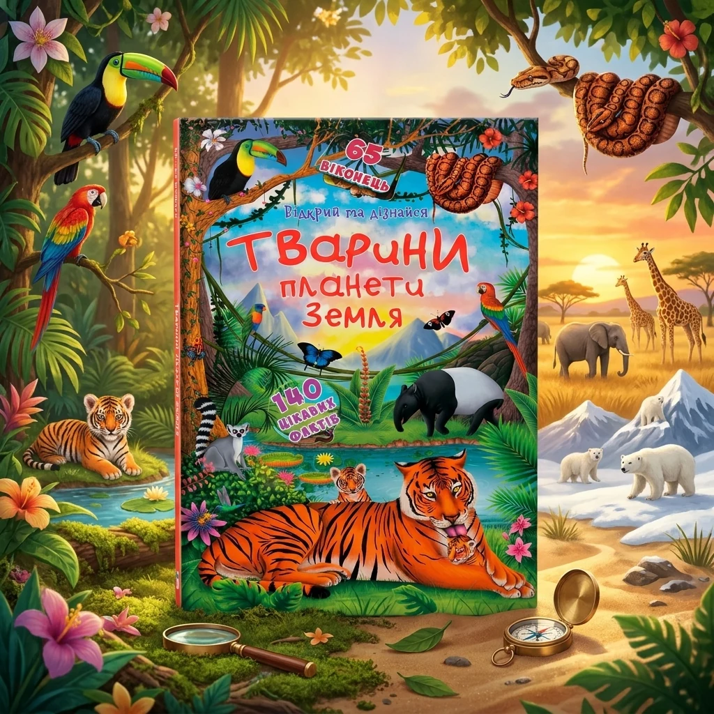 Книжка з секретними віконцями. Відкрий та дізнайся. Тварини планети Земля