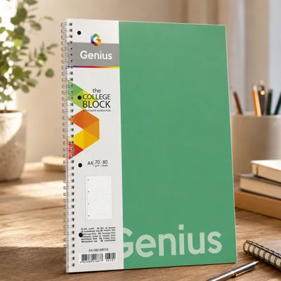Коледж-блок спiраль А4 Genius 80 аркушів у клітинку білий блок 70г/м2
