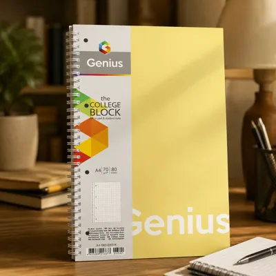 Коледж-блок спiраль А4 Genius 80 аркушів у лінію білий блок 70г/м2