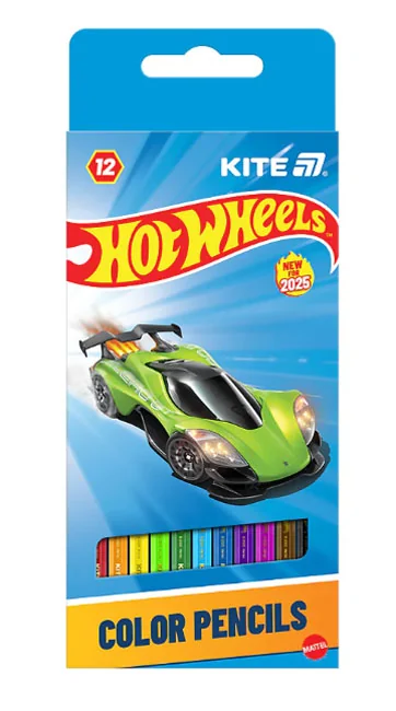 Кольорові олівці 12 кольорів "Hot Wheels" Kite