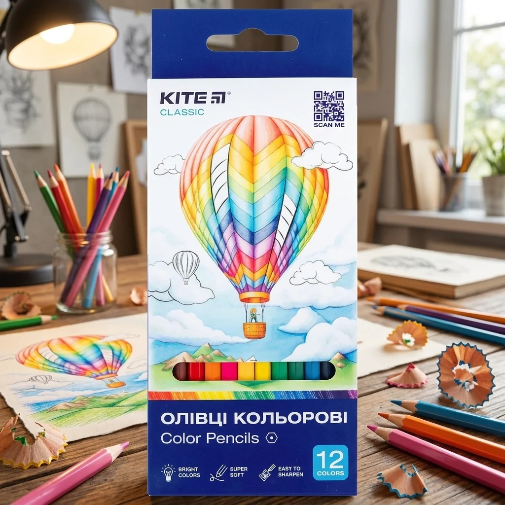 Кольорові олівці 12 кольорів Kite "Classic"