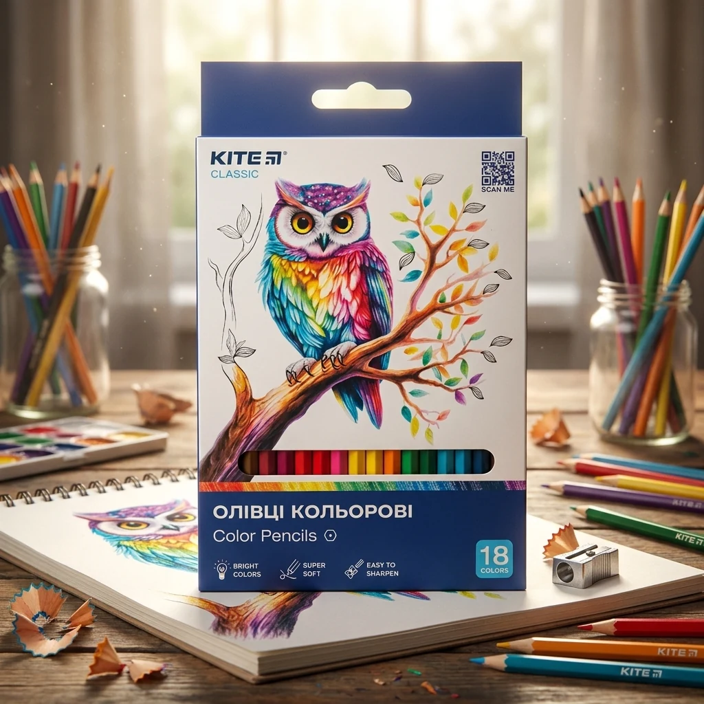 Кольорові олівці 18 кольорів "Classic" Kite