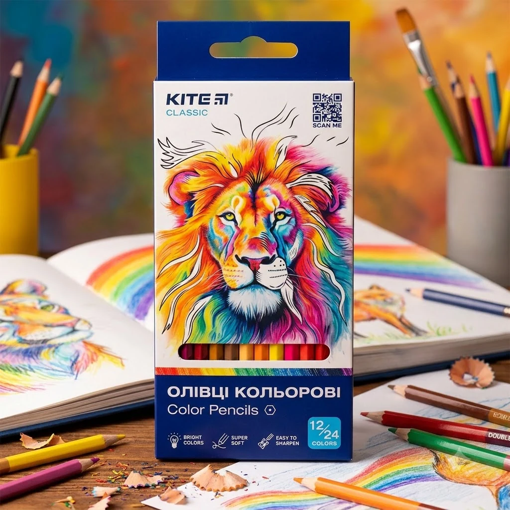 Кольорові олівці 24 кольори двосторонні "Classic" Kite