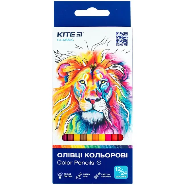 Кольорові олівці 24 кольори двосторонні "Classic" Kite