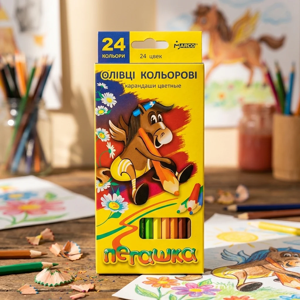 Кольорові олівці 24 кольори "Пегашка", Marco 1010-24СВ