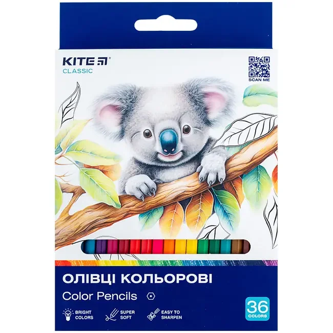 Кольорові олівці 36 кольорів "Classic" Kite
